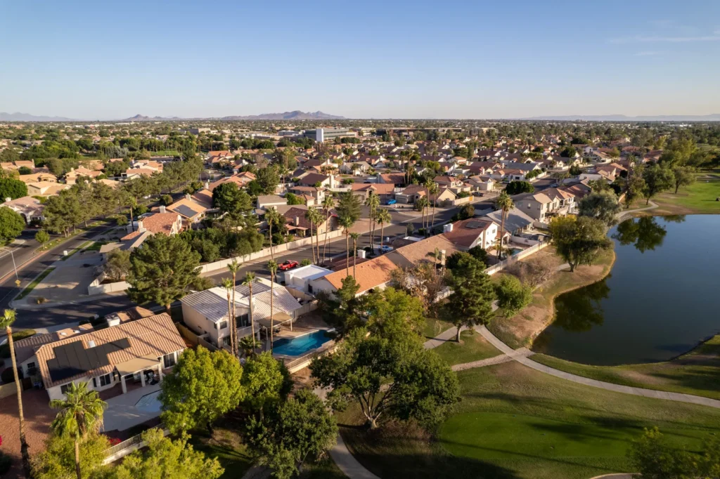 Aerial view of Arizona homes