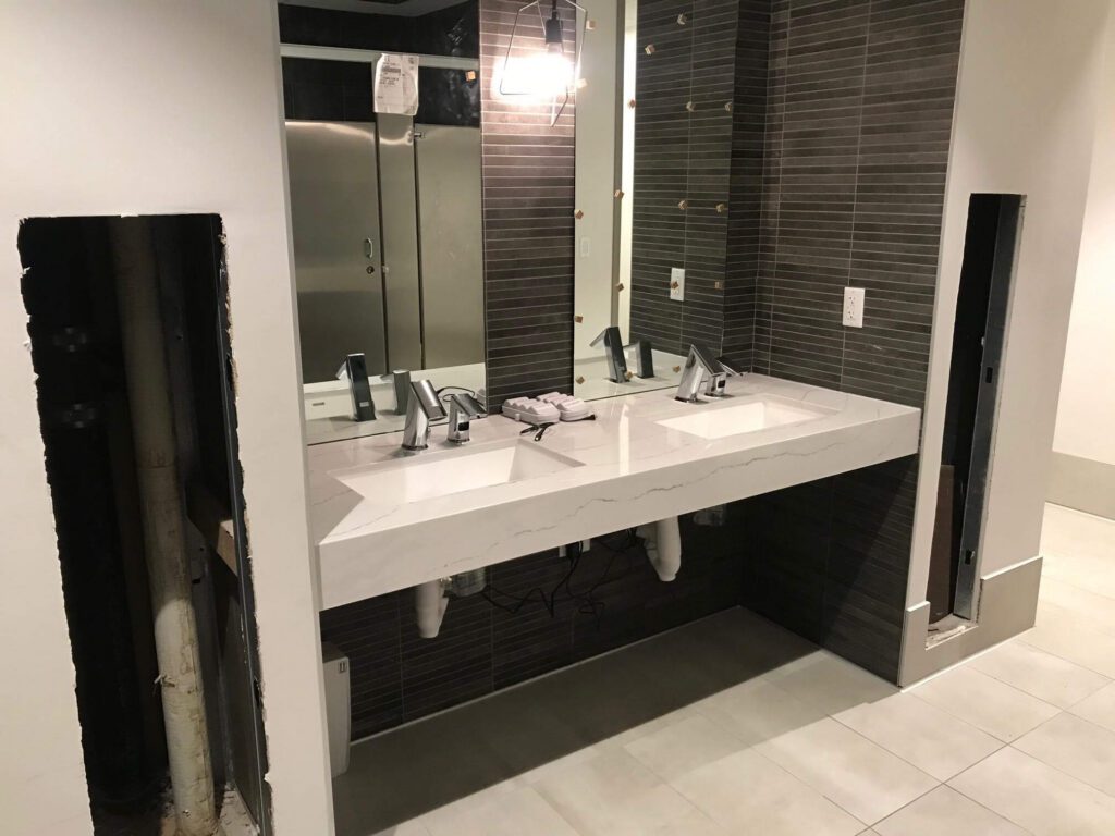 Newly installed sink upgrade at a commercial property
