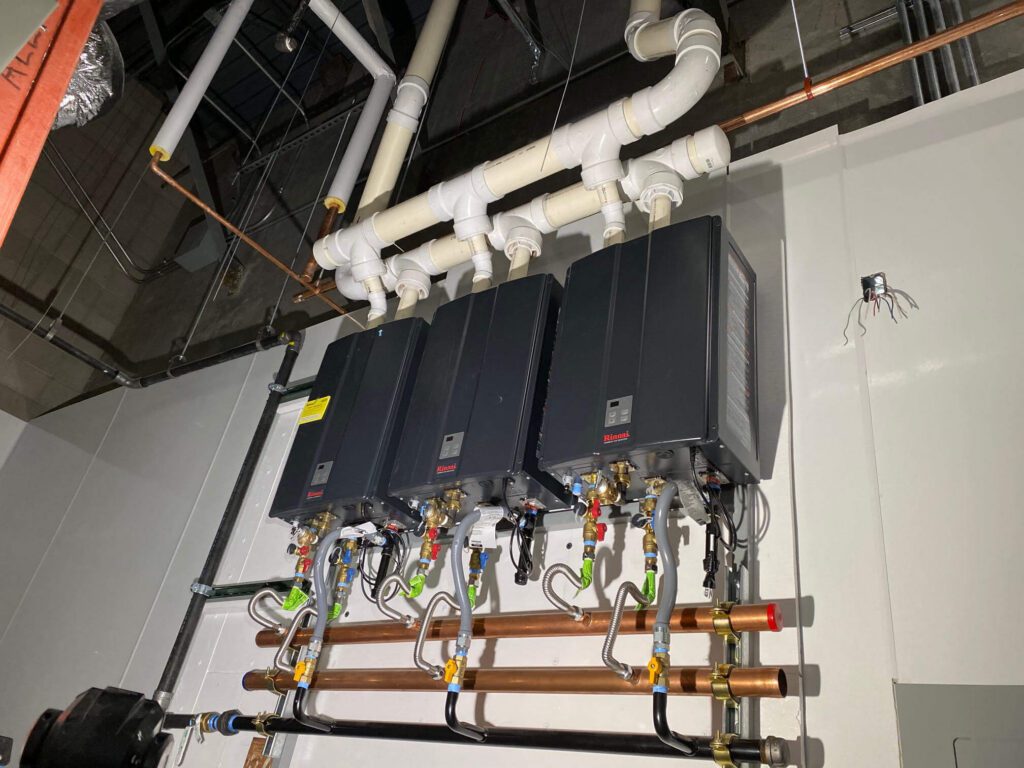 Tankless heaters installed in a commercial property