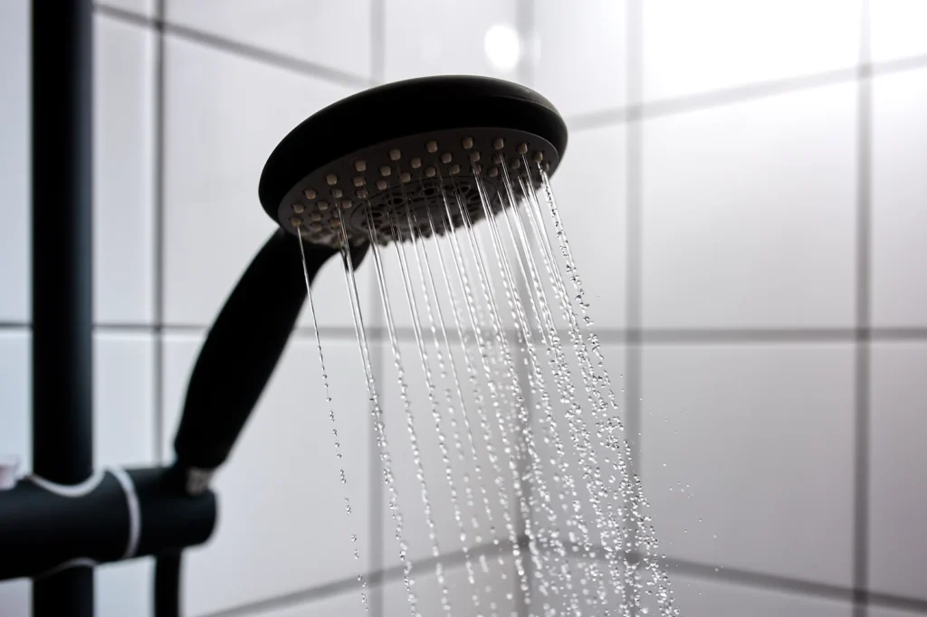 A Shower Head spraying softened water